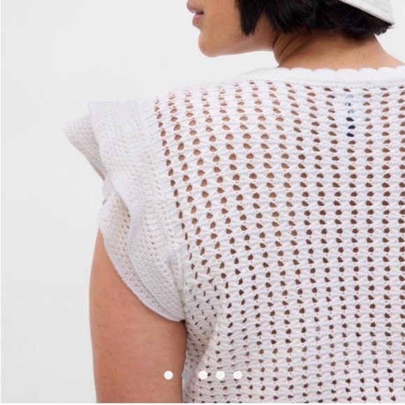 NWT Gap Flutter Sleeve Crochet Sweater Off White Color XXL Tall - Picture 5 of 6